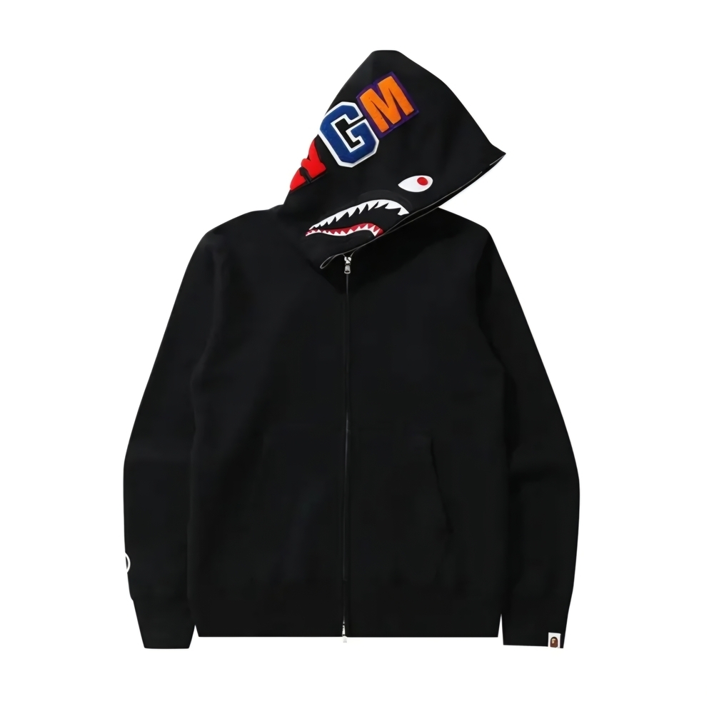 BAPE Shark WGM Full Zip Up Hoodie Black | A Bathing Ape XXL (EUC)